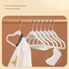 10pcs Flocking Hangers Anti-slip Seamless Clothing Support