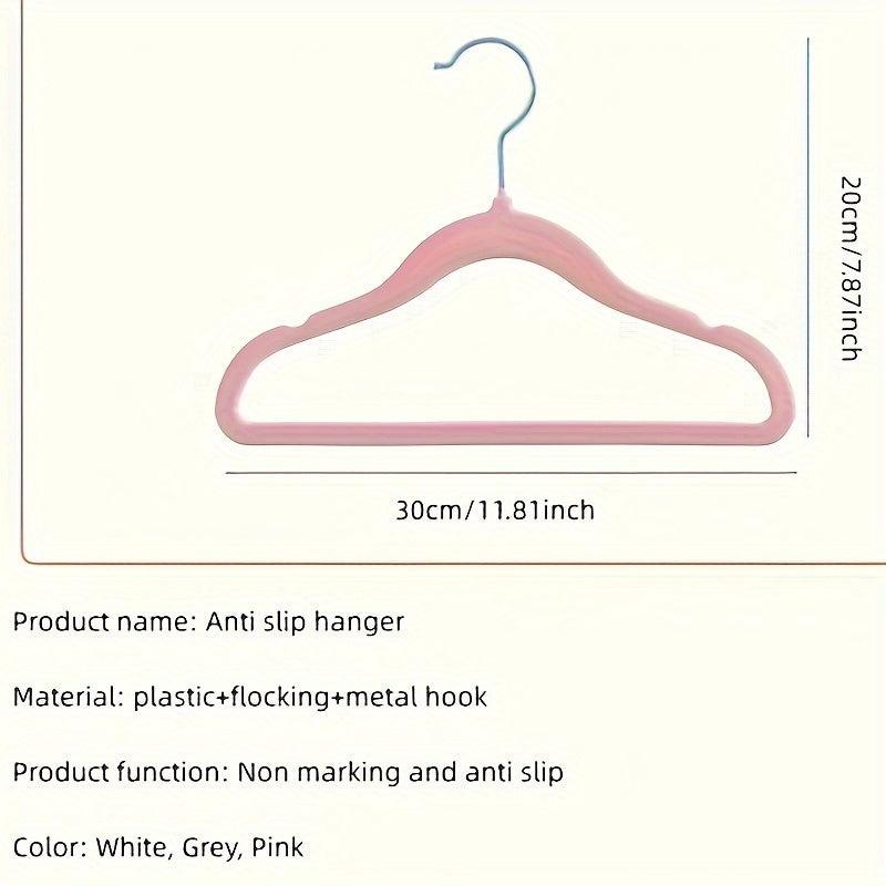 10pcs Flocking Hangers Anti-slip Seamless Clothing Support