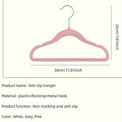 10pcs Flocking Hangers Anti-slip Seamless Clothing Support