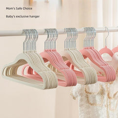 10pcs Flocking Hangers Anti-slip Seamless Clothing Support