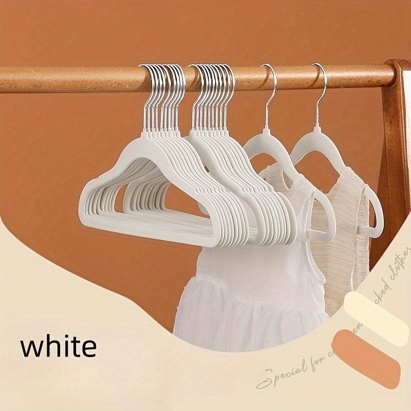 10pcs Flocking Hangers Anti-slip Seamless Clothing Support