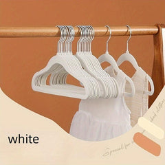 10pcs Flocking Hangers Anti-slip Seamless Clothing Support
