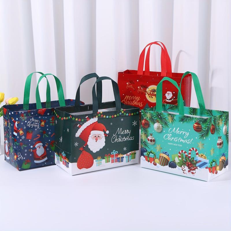 4pcs Large Christmas Gift Bags Tote Bags With Handles Multifunctional Non Woven