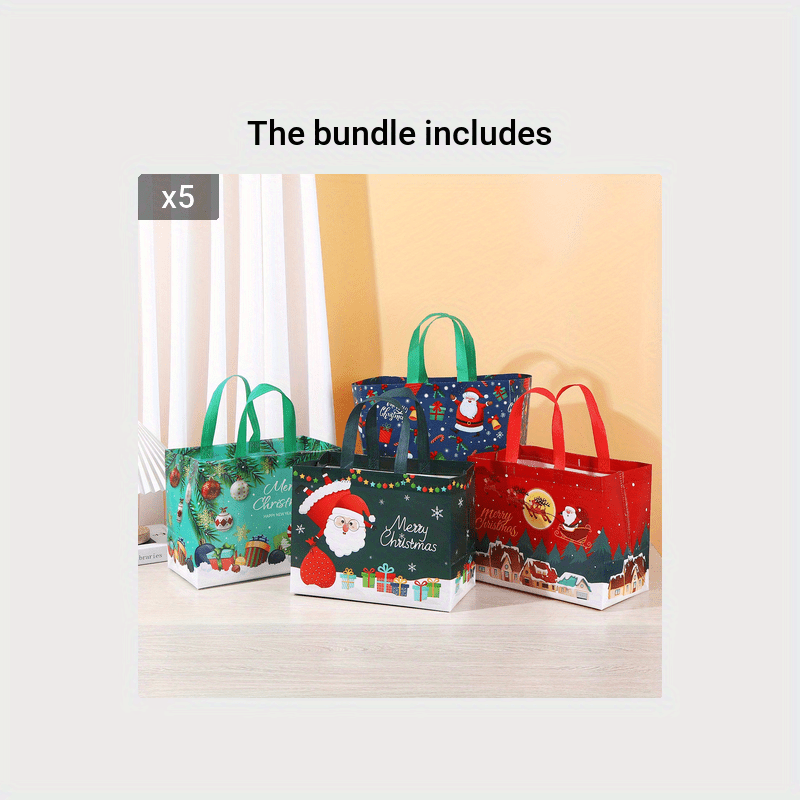 4pcs Large Christmas Gift Bags Tote Bags With Handles Multifunctional Non Woven