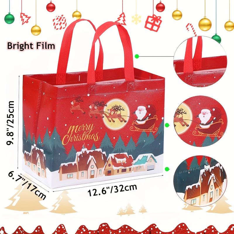 4pcs Large Christmas Gift Bags Tote Bags With Handles Multifunctional Non Woven