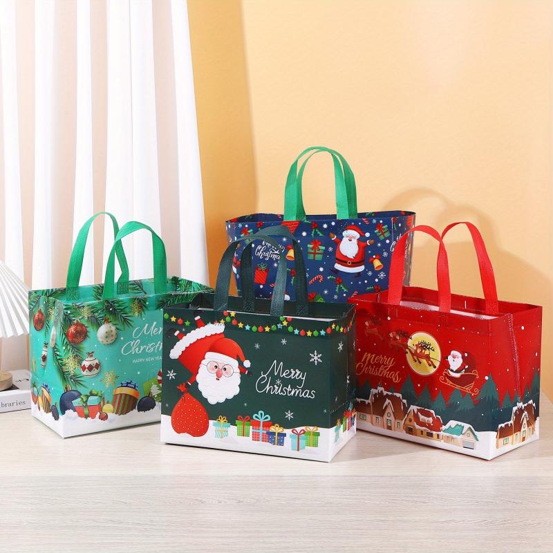 4pcs Large Christmas Gift Bags Tote Bags With Handles Multifunctional Non Woven