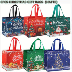 6PCS Large Christmas Gift Bags Handles Reusable Nonwoven Big