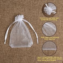 10pcs Transparent Wedding Gift Bag Drawstring Bathroom Soap Makeup Gauze Gift