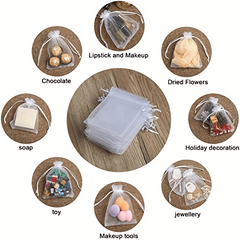 10pcs Transparent Wedding Gift Bag Drawstring Bathroom Soap Makeup Gauze Gift