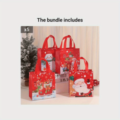 4 Large Christmas Gift Bags Reusable Handles Non-Woven Holiday Party Supplies