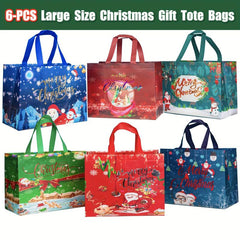 6pcs Gilding Christmas Gift Bags Reusable Tote Bags with Handles