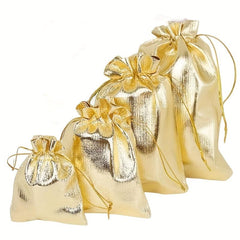 10pcs Golden & Silvery Fabric Gift Bags - Drawstring Closure