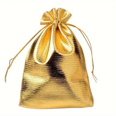 10pcs Golden & Silvery Fabric Gift Bags - Drawstring Closure