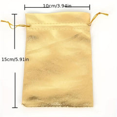 10pcs Golden & Silvery Fabric Gift Bags - Drawstring Closure