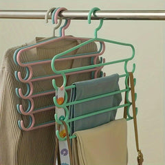 2pcs Trousers Hangers Closet Storage Organizers 5 Layers