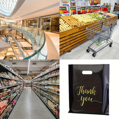 100pcs Reusable Plastic Shopping Bags Thank You Parties Stores Boutiques