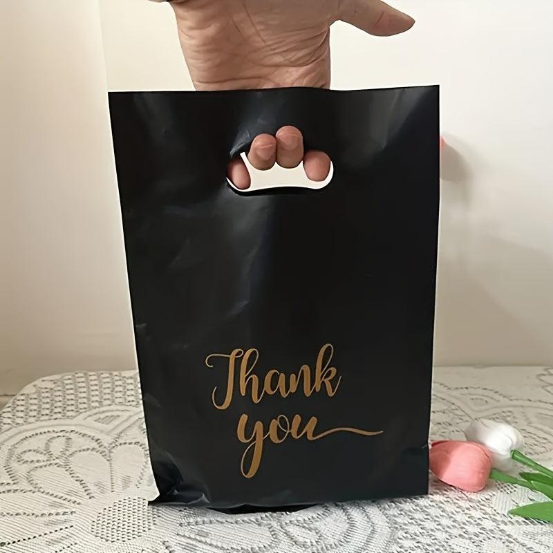100pcs Reusable Plastic Shopping Bags for Thank You Parties & Boutique