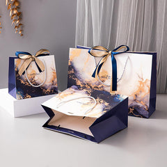 Royal Marble Pattern Tote Ribbon Gift Bag Clothing Bag