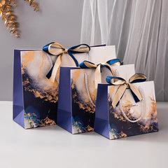Royal Marble Pattern Tote Ribbon Gift Bag Clothing Bag