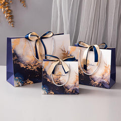 Royal Marble Pattern Tote Ribbon Gift Bag Clothing Bag