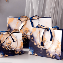 Royal Marble Pattern Tote Ribbon Gift Bag Clothing Bag