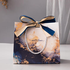Royal Marble Pattern Tote Ribbon Gift Bag Clothing Bag