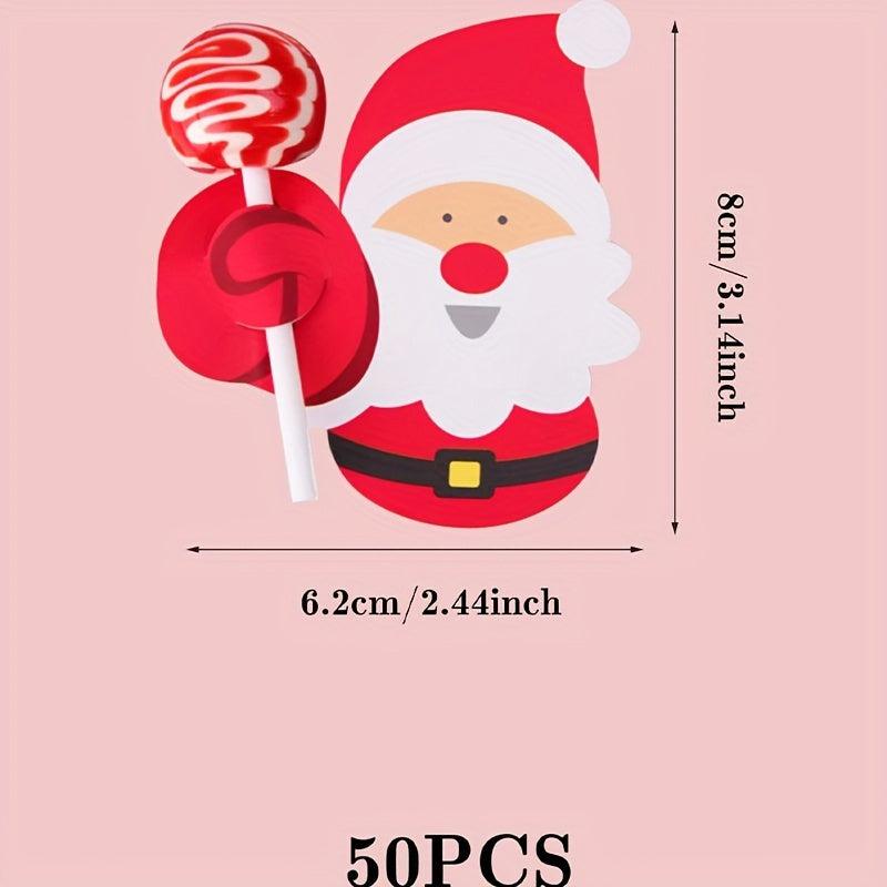50pcs Santa Lollipop Cards Christmas Party DIY Crafts