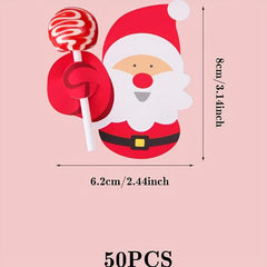 50pcs Santa Lollipop Cards Christmas Party DIY Crafts