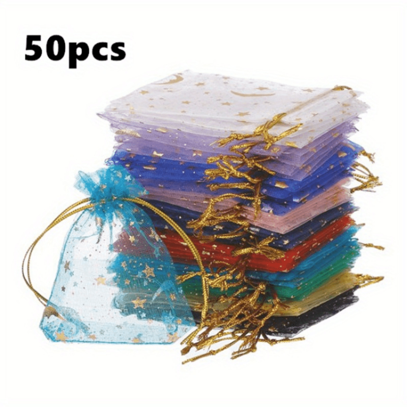 Moon Star Yarn Jewelry Candy Bag 50-100pcs Wedding Gift Bag