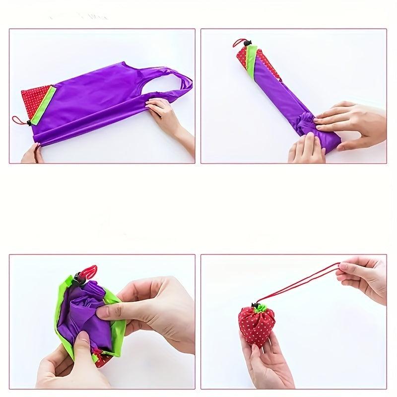 3pcs Reusable Strawberry Animal Shopping Bags - Foldable Cartoons