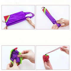3pcs Reusable Strawberry Animal Shopping Bags - Foldable Cartoons