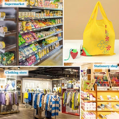 3pcs Reusable Strawberry Animal Shopping Bags - Foldable Cartoons