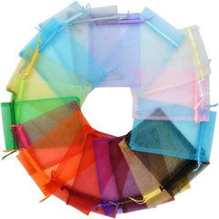 100pcs Organza Bags Mix Satin Drawstring Organza Pouch