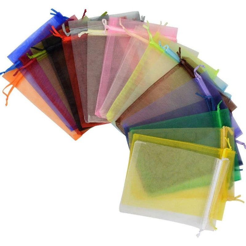 100pcs Organza Bags Mix Satin Drawstring Organza Pouch