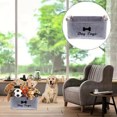 Storage Basket with Wooden Handle for Pets and Clothes