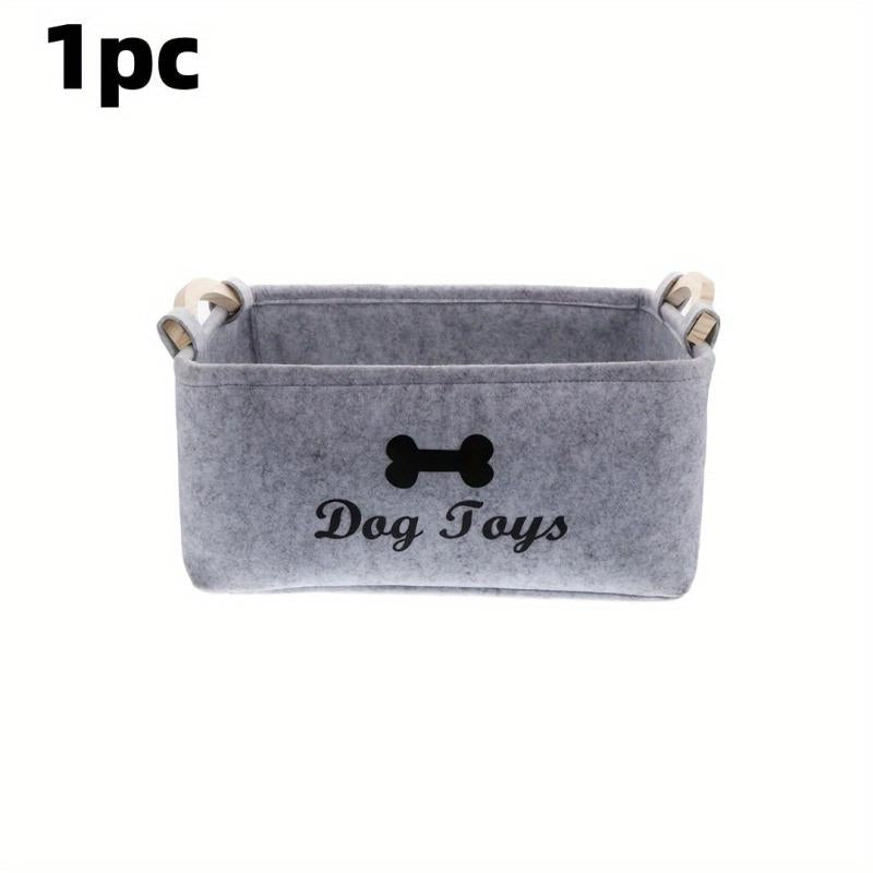 Storage Basket with Wooden Handle for Pets and Clothes