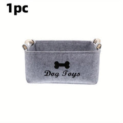 Storage Basket with Wooden Handle for Pets and Clothes