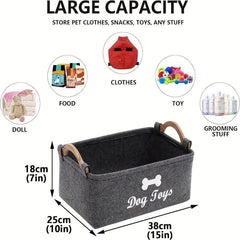 Storage Basket with Wooden Handle for Pets and Clothes