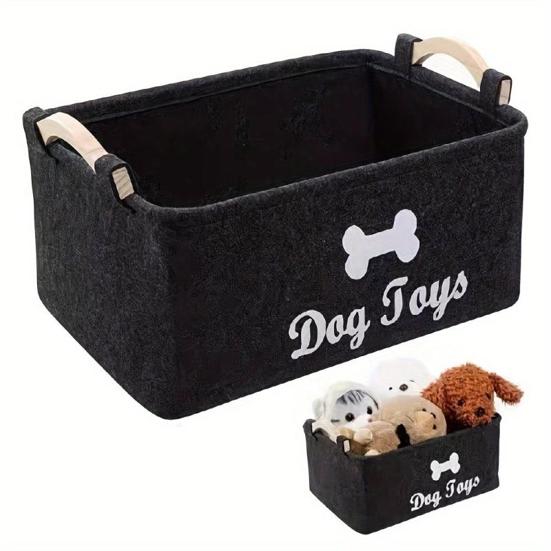 Storage Basket with Wooden Handle for Pets and Clothes