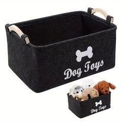 Storage Basket with Wooden Handle for Pets and Clothes