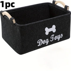 Storage Basket with Wooden Handle for Pets and Clothes