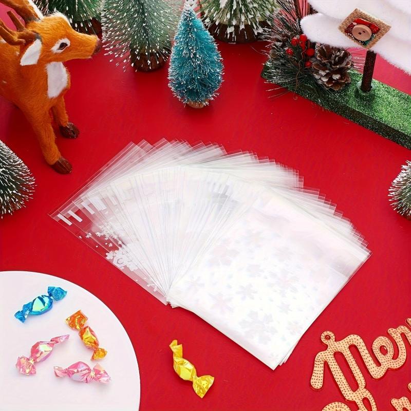100pcs Christmas Snow Plastic Bag Resealable Transparent Bag