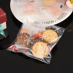 100pcs Christmas Snow Plastic Bag Resealable Transparent Bag
