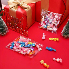 100pcs Christmas Snow Plastic Bag Resealable Transparent Bag