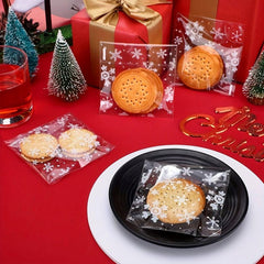 100pcs Christmas Snow Plastic Bag Resealable Transparent Bag