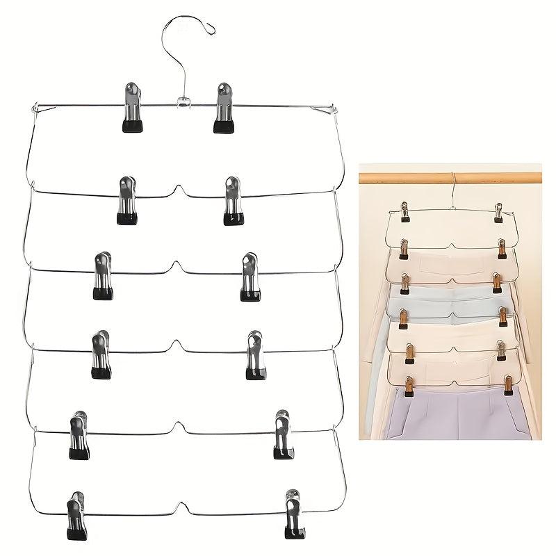 Space Saving Metal Layer Pants Trousers Skirt Hanger with Non Slip Clips
