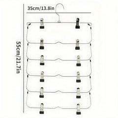 Space Saving Metal Layer Pants Trousers Skirt Hanger with Non Slip Clips