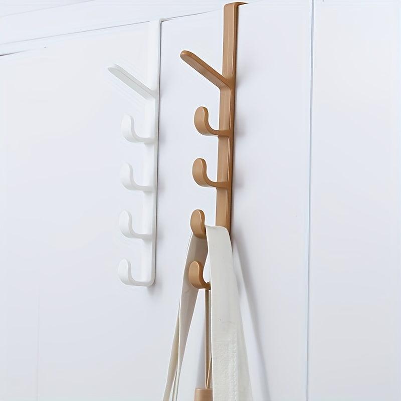 5-Hook Over-The-Door Hanger Organizer for Coats Hats Robes Bags Towels