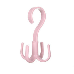 Rotated Hanger with 4 Hooks Wardrobe Clothes Bag Shoe Belt Scarf Rack