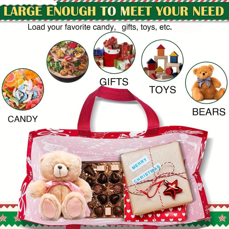 4pcs Large Christmas Gift Bags Christmas Tote Bags With Handles
